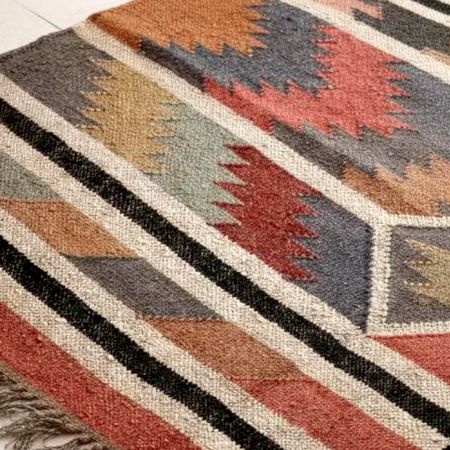 Multicolor Jute Handmade Vintage Dhurrie For Living Room